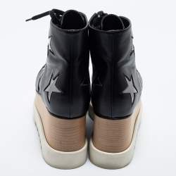 Pre Owned Stella McCartney Black Leather Elyse Star Platform Sneakers Size 38