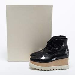 Pre Owned Stella McCartney Black Leather Elyse Star Platform Sneakers Size 38