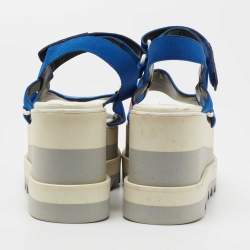 Pre Owned Stella McCartney Blue/Red Striped Fabric Platform Sandals Size 41