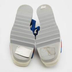 Pre Owned Stella McCartney Blue/Red Striped Fabric Platform Sandals Size 41