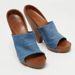 Stella McCartney Blue Denim Platform Clogs Size 40