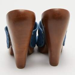 Stella McCartney Blue Denim Platform Clogs Size 40