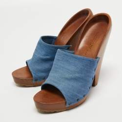 Stella McCartney Blue Denim Platform Clogs Size 40