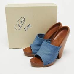 Stella McCartney Blue Denim Platform Clogs Size 40