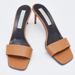 Pre Owned Stella McCartney Brown Leather Slide Sandals Size 38