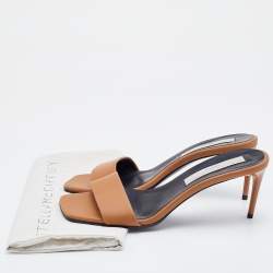 Pre Owned Stella McCartney Brown Leather Slide Sandals Size 38