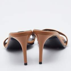 Pre Owned Stella McCartney Brown Leather Slide Sandals Size 38