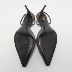 Pre Owned Stella McCartney Grey Python Embossed Slingback Pumps Size 39