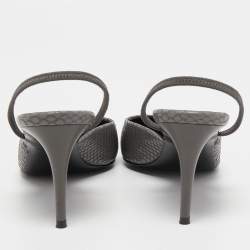 Pre Owned Stella McCartney Grey Python Embossed Slingback Pumps Size 39
