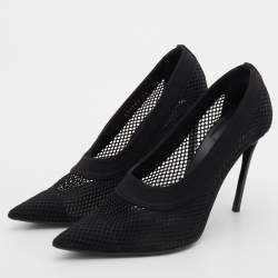 Stella McCartney Black Knit Mesh Pointed Toe Pumps Size 36