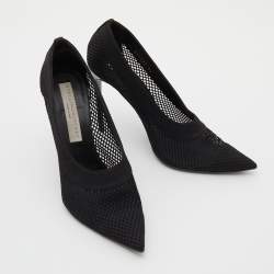 Stella McCartney Black Knit Mesh Pointed Toe Pumps Size 36