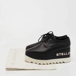 Pre Owned Stella McCartney Black Faux Leather Elyse Platform Derby Sneakers Size 37