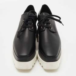 Pre Owned Stella McCartney Black Faux Leather Elyse Platform Derby Sneakers Size 37