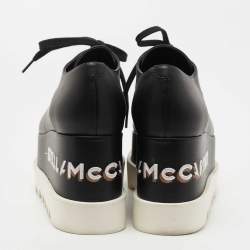 Pre Owned Stella McCartney Black Faux Leather Elyse Platform Derby Sneakers Size 37