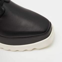 Pre Owned Stella McCartney Black Faux Leather Elyse Platform Derby Sneakers Size 37