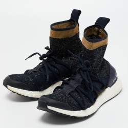 Pre Owned Stella McCartney x Adidas Navy Blu Knit Fabric Y-3 Ultra Boost X Sneakers Size 38