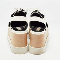 Pre Owned Stella McCartney White Faux Leather Elyse Slingback Platform Sneakers Size 37.5