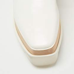 Pre Owned Stella McCartney White Faux Leather Elyse Slingback Platform Sneakers Size 37.5