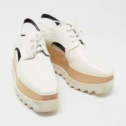 Pre Owned Stella McCartney White Faux Leather Elyse Slingback Platform Sneakers Size 37.5
