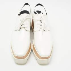 Pre Owned Stella McCartney White Faux Leather Elyse Slingback Platform Sneakers Size 37.5