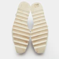 Pre Owned Stella McCartney Silver/White Faux Patent Leather Elyse Platform Derby Sneakers Size 39.5