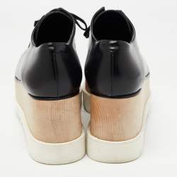 Pre Owned Stella McCartney Black Faux Leather Elyse Platform Derby Sneakers Size 39