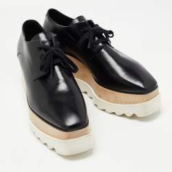 Pre Owned Stella McCartney Black Faux Leather Elyse Platform Derby Sneakers Size 39