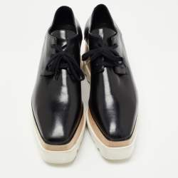 Pre Owned Stella McCartney Black Faux Leather Elyse Platform Derby Sneakers Size 39