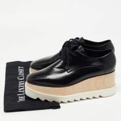 Pre Owned Stella McCartney Black Faux Leather Elyse Platform Derby Sneakers Size 39