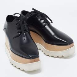 Pre Owned Stella McCartney Black Faux Leather Elyse Sneakers Size 39