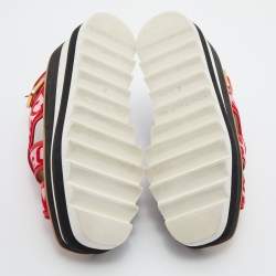 Stella McCartney Red/Pink Striped Fabric Platform Sandals Size 37