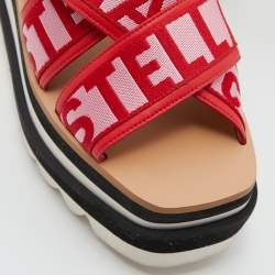 Stella McCartney Red/Pink Striped Fabric Platform Sandals Size 37