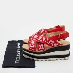 Stella McCartney Red/Pink Striped Fabric Platform Sandals Size 37