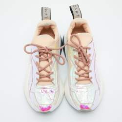 Pre Owned Stella McCartney Multicolor Holographic Faux Leather and Neoprene Sneakers Size 38