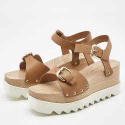 مملوكة مسبقًا صندل ستيلا مكارتني إليس دنيم أزرق نعل سميك سير كاحل مقاس 39.5 