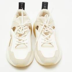 Stella McCartney White/Beige Faux Leather And Faux Suede Eclypse Low Top Sneakers Size 36