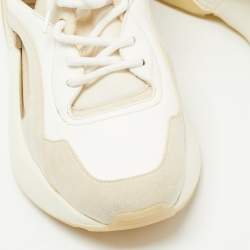 Stella McCartney White/Beige Faux Leather And Faux Suede Eclypse Low Top Sneakers Size 36