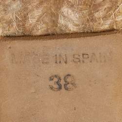 Pre Owned Stella McCartney Beige/Pink Raffia and Fabric Espadrille Wedge Sandals Size 38