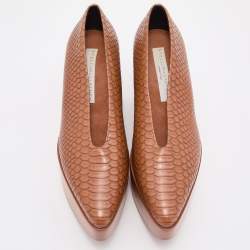 Pre Owned Stella McCartney Brown Faux Python Embossed Platform Flat Pumps Size 36