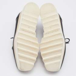 Pre Owned Stella McCartney Black Woven Faux Leather Elyse Platform Derby Sneakers Size 37