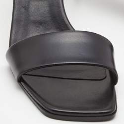 Stella McCartney Black Faux Leather Open Toe Slide Sandals Size 38.5
