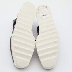 Pre Owned Stella McCartney Black Faux Croc Embossed Leather Elyse Cut Out Platform Derby Sneakers Size 38