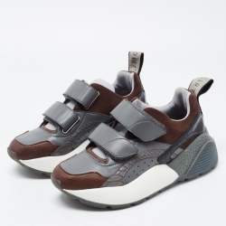 Pre Owned Stella McCartney Multicolor Faux Leather and Suede Eclypse Sneakers Size 37