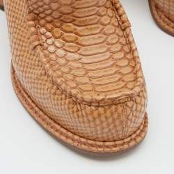 Pre Owned Stella McCartney Tan Snakeskin Embossed Leather Loafer Pumps Size 39