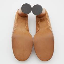 Pre Owned Stella McCartney Tan Snakeskin Embossed Leather Loafer Pumps Size 39