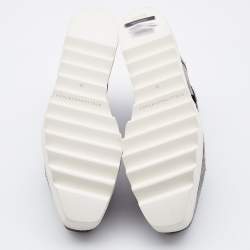 مملوكة مسبقًا Stella McCartney Silver/Black Snakeskin Embossed Leather and Calfhair Elyse Star Platform Derby Size 38