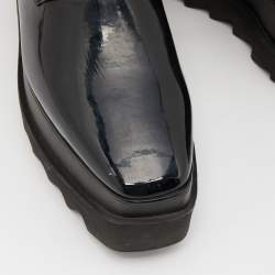 Pre Owned Stella McCartney Black Faux Patent Leather Elyse Platform Derby Size 38