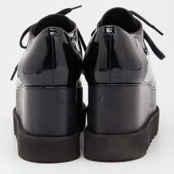 Pre Owned Stella McCartney Black Faux Patent Leather Elyse Platform Derby Size 38