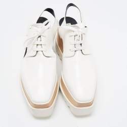 Pre Owned حذاء ديربي ستيلا مكارتني جلد عنابي صناعي إلسي مفرغ نعل سميك مقاس 36