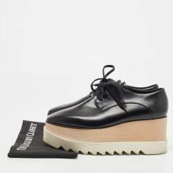 Stella McCartney Black Faux Leather Elyse Platform Derby Sneakers Size 40